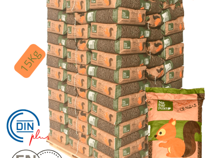 10 Paletes de 770 Sacos certificado DIN ENplus A1 de 15 kg.
