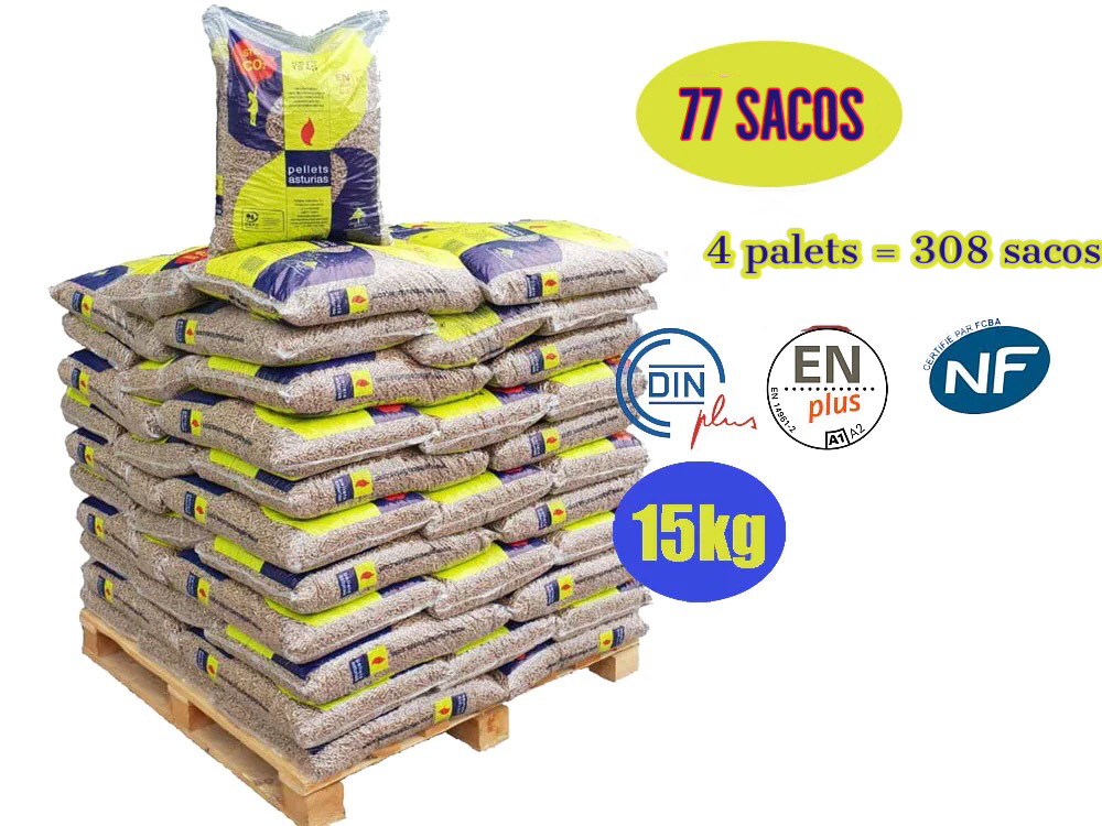 Pellets asturias - 4 Paletes de 308 Sacos de 15kg
