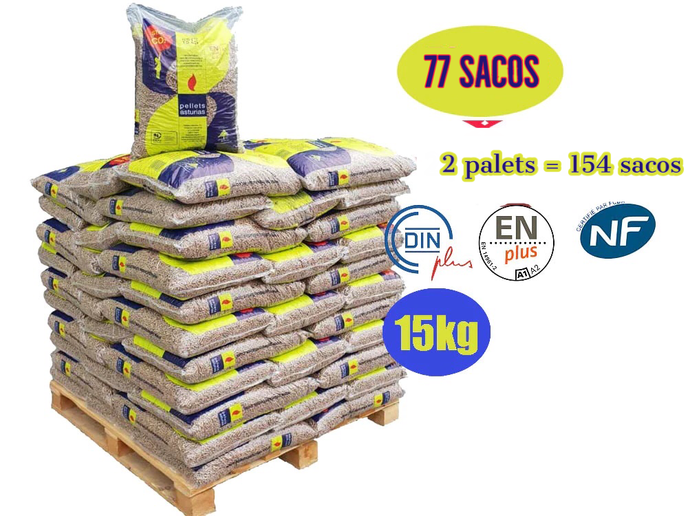 Pellets asturias - 2 Paletes de 154 Sacos de 15kg