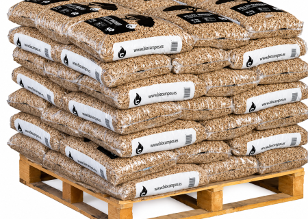 Palete de pellets Piñónero em Sacos de 15 kg para aquecimento