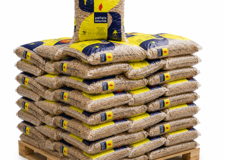 Palete de pellets Asturias em Sacos de 15 kg para aquecimento