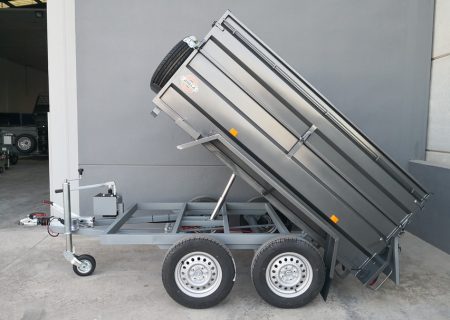 Reboque Basculante Hidráulico 2 Eixos com Taipais Suplementares – Rodas Exteriores